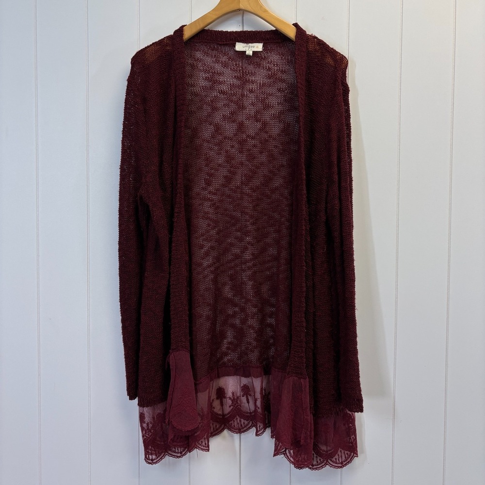 Umgee Boho Whimsigoth Lace Hem Cardigan Sweater Women Size XL Hipster Cottage